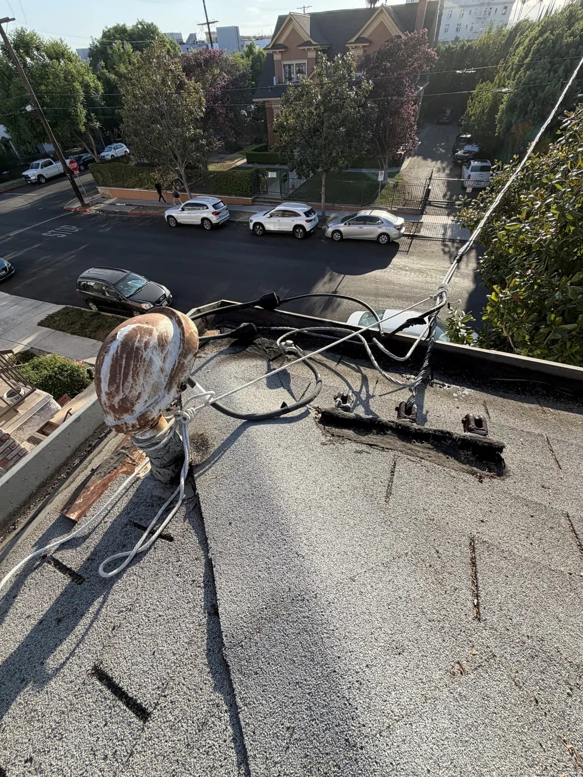 Damaged service wiring before our repair